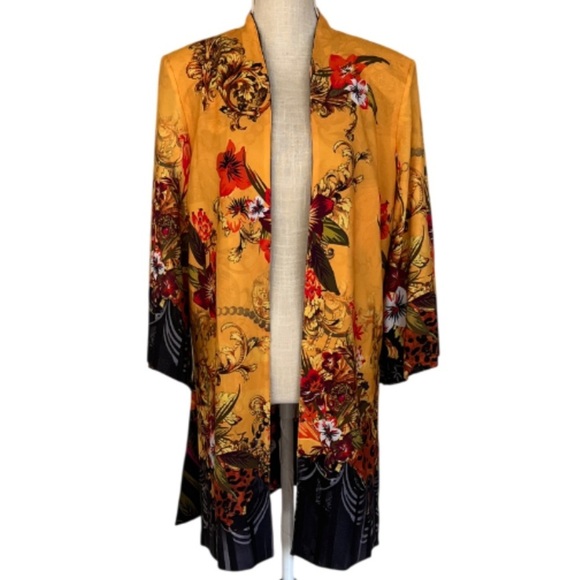 Peter Nygard Tops - Peter Nygard Vibrant Floral Kimono   Cardigan Duster in Yellow and Black - M